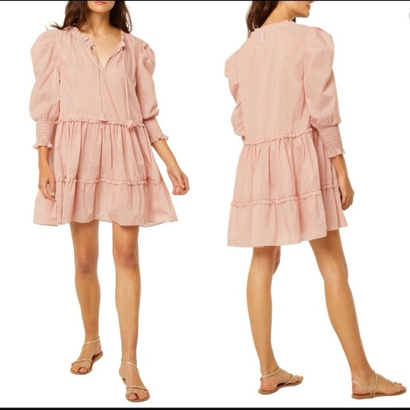 EUC Misa Los Angeles Striped Ruffle Tiered Dress XL - Picture 1 of 6